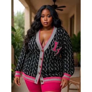 Love Sick Torrid Black And Gray Varsity Cardigan 3X NWOT Textured Punk Dollcore